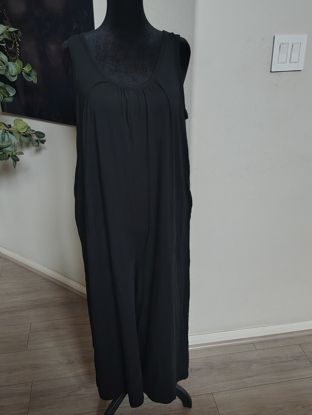 J. Jill Black Sleeveless Maxi 3/4 Jumpsuit Size LP